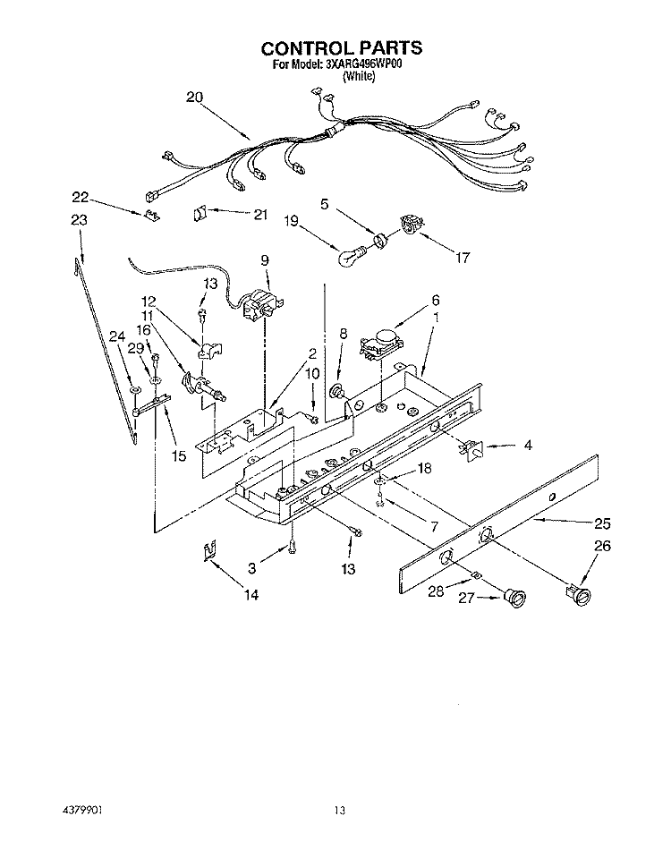 CONTROL, LIT/OPTIONAL Diagram and Parts List for 3XARG496WP00  Whirlpool Refrigerator