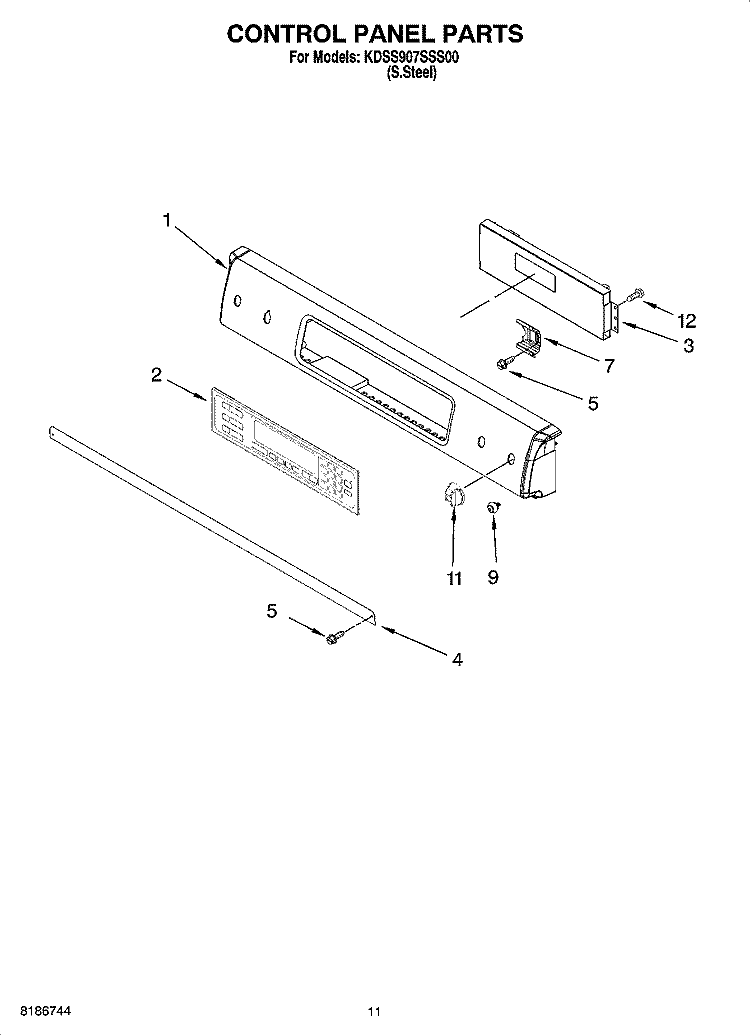 CONTROL PANEL PARTS, OPTIONAL PARTS (NOT INCLUDED) Diagram and Parts List for KDSS907SSS00  KitchenAid Range
