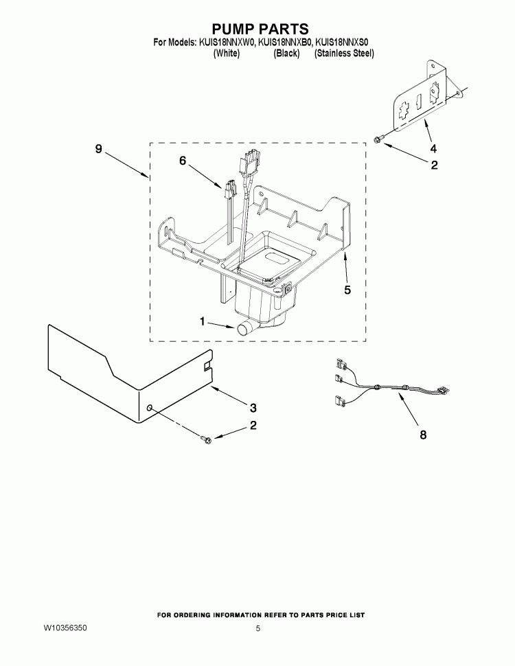 PUMP PARTS Diagram and Parts List for KUIS18NNXB0  KitchenAid Ice Maker