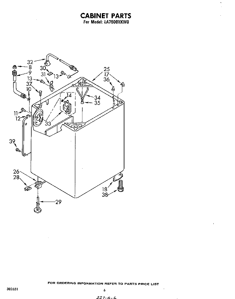 CABINET Diagram and Parts List for LA7500XKW0  Whirlpool Washer