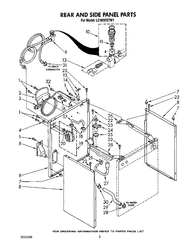 REAR AND SIDE PANEL, LIT/OPTIONAL Diagram and Parts List for LC4900XTW1  Whirlpool Washer