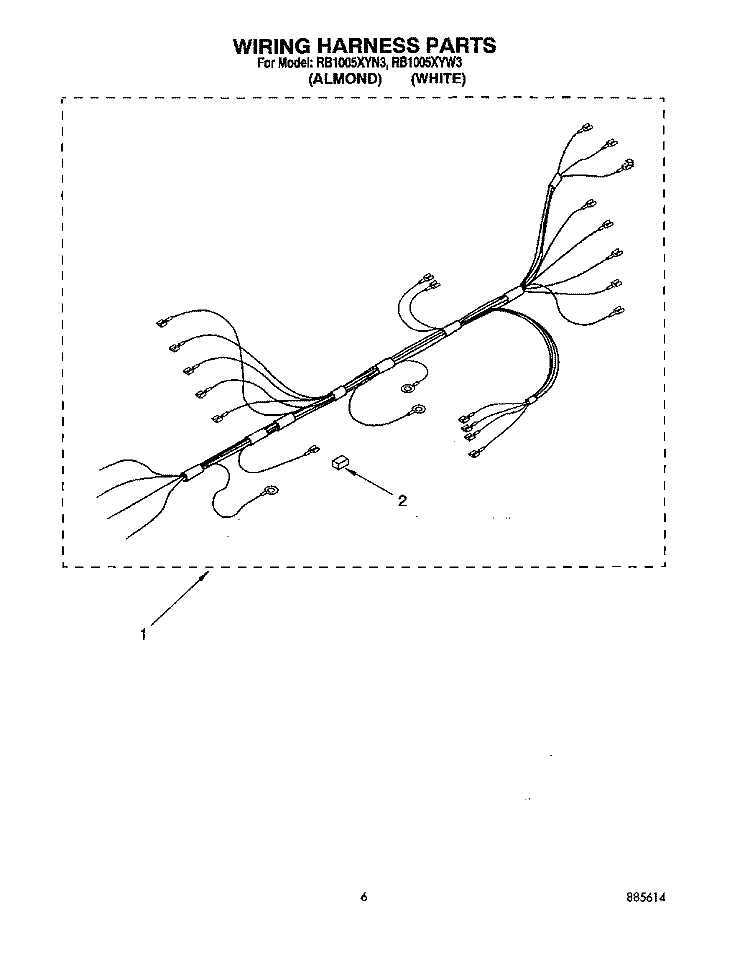 WIRING HARNESS Diagram and Parts List for RB1005XYN3  Whirlpool Wall Oven