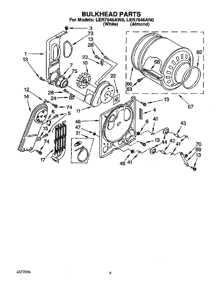 SECTION Diagram and Parts List for LER7646AN0  Whirlpool Dryer