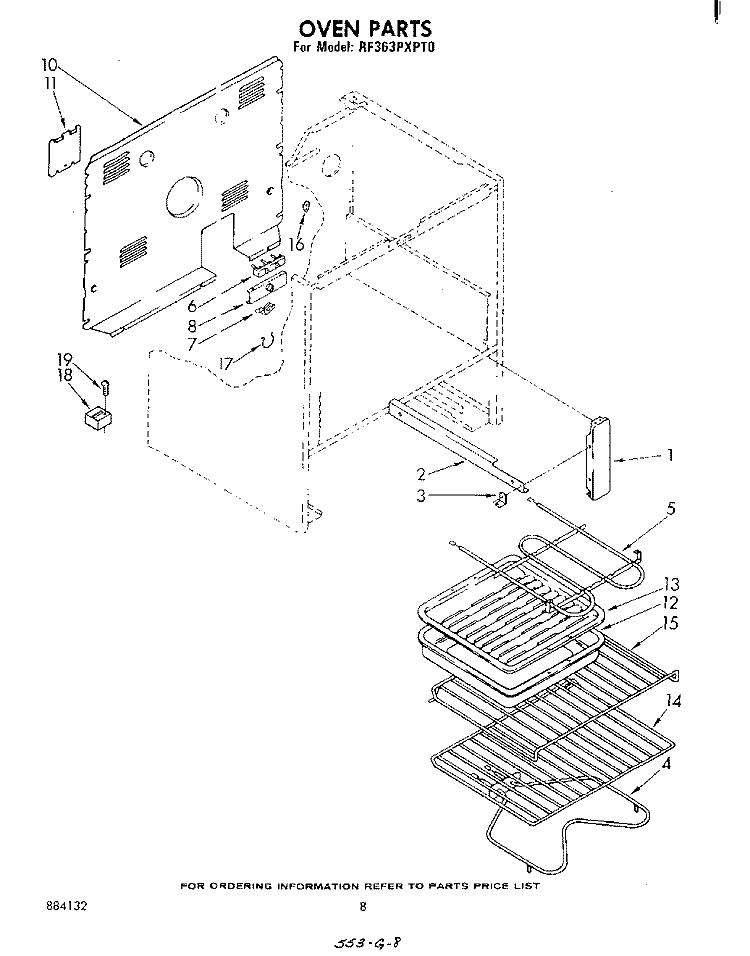 OVEN , LITERATURE AND OPTIONAL Diagram and Parts List for RF363PXPT0  Whirlpool Range
