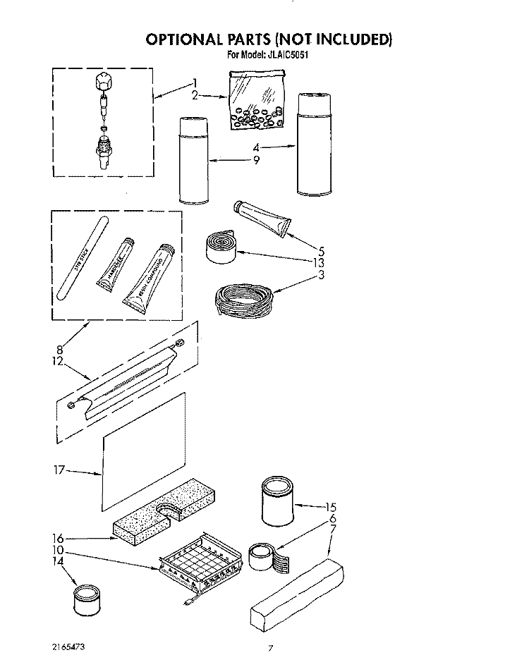 OPTIONAL Diagram and Parts List for JLAIC5051  Whirlpool Ice Maker