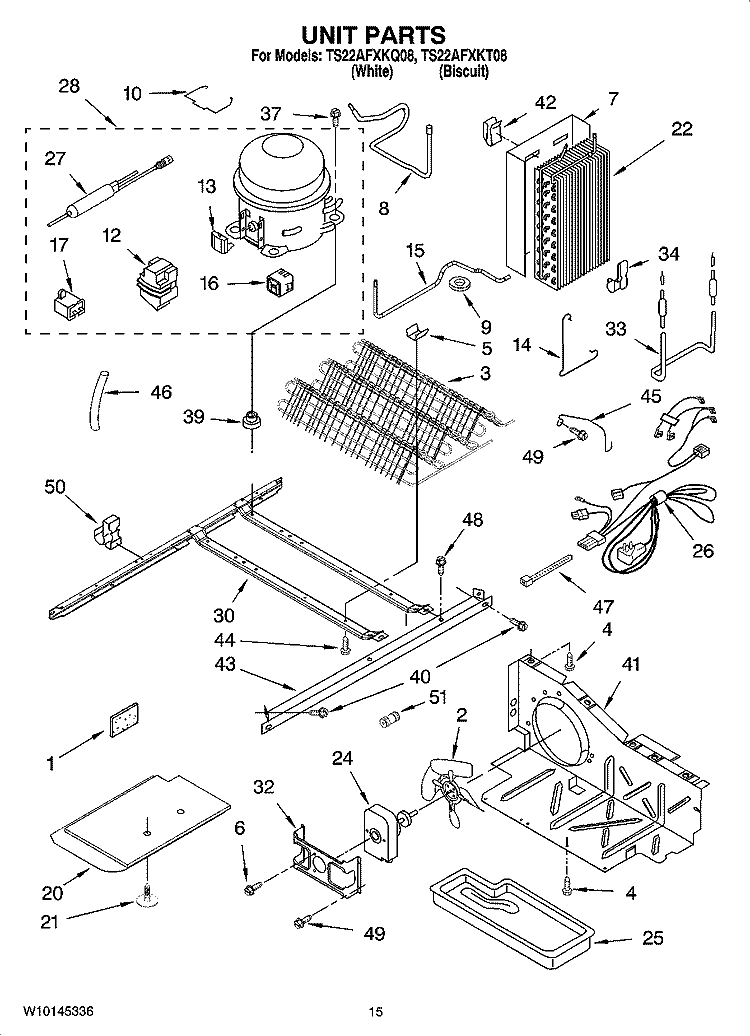 UNIT PARTS Diagram and Parts List for TS22AFXKT08  Estate Refrigerator