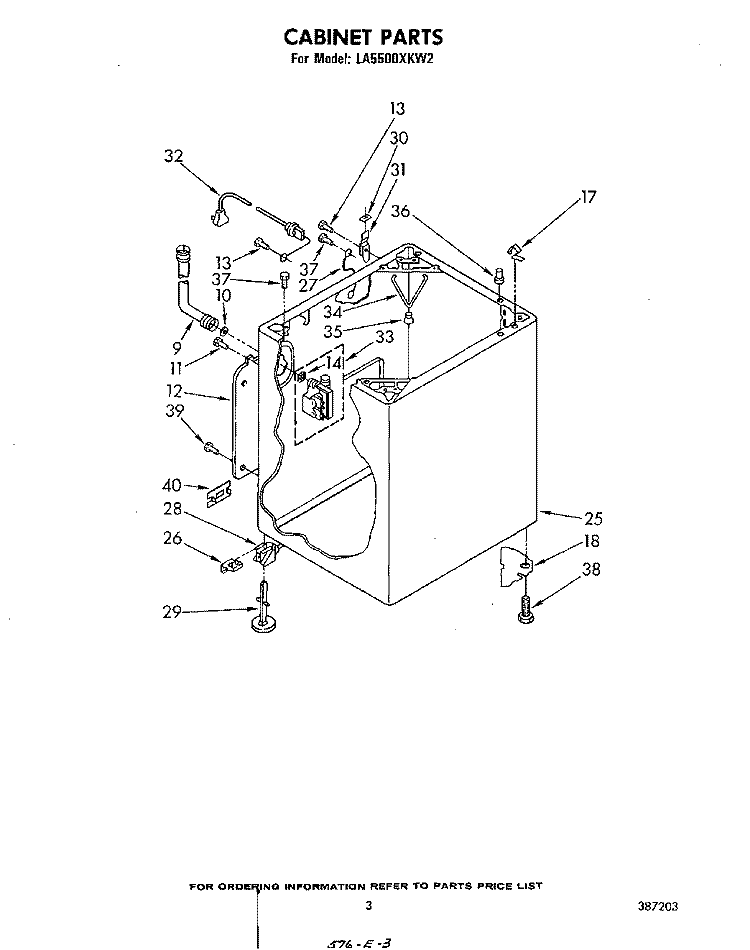 CABINET Diagram and Parts List for LA5500XKW2  Whirlpool Washer