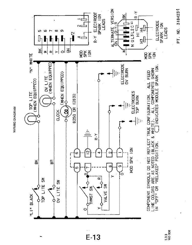 WIRING DIAGRAM Diagram and Parts List for 1463W3A  Roper Range