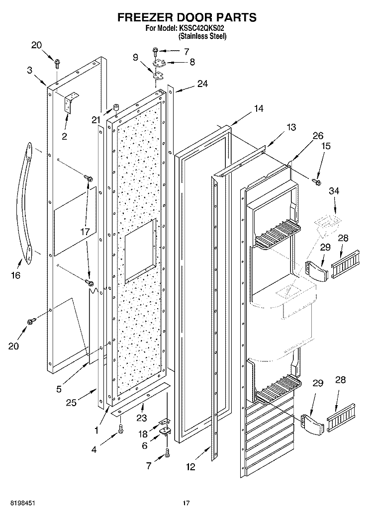 FREEZER DOOR PARTS Diagram and Parts List for KSSC42QKS02  KitchenAid Refrigerator