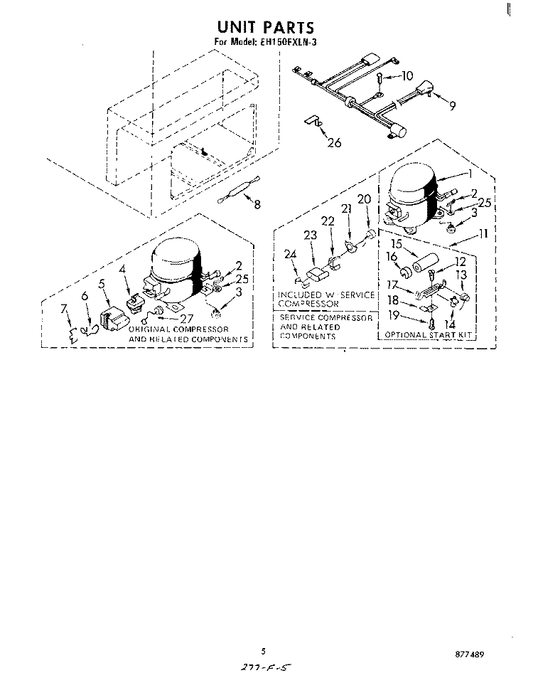 SECTION Diagram and Parts List for EH150FXLN3  Whirlpool Freezer