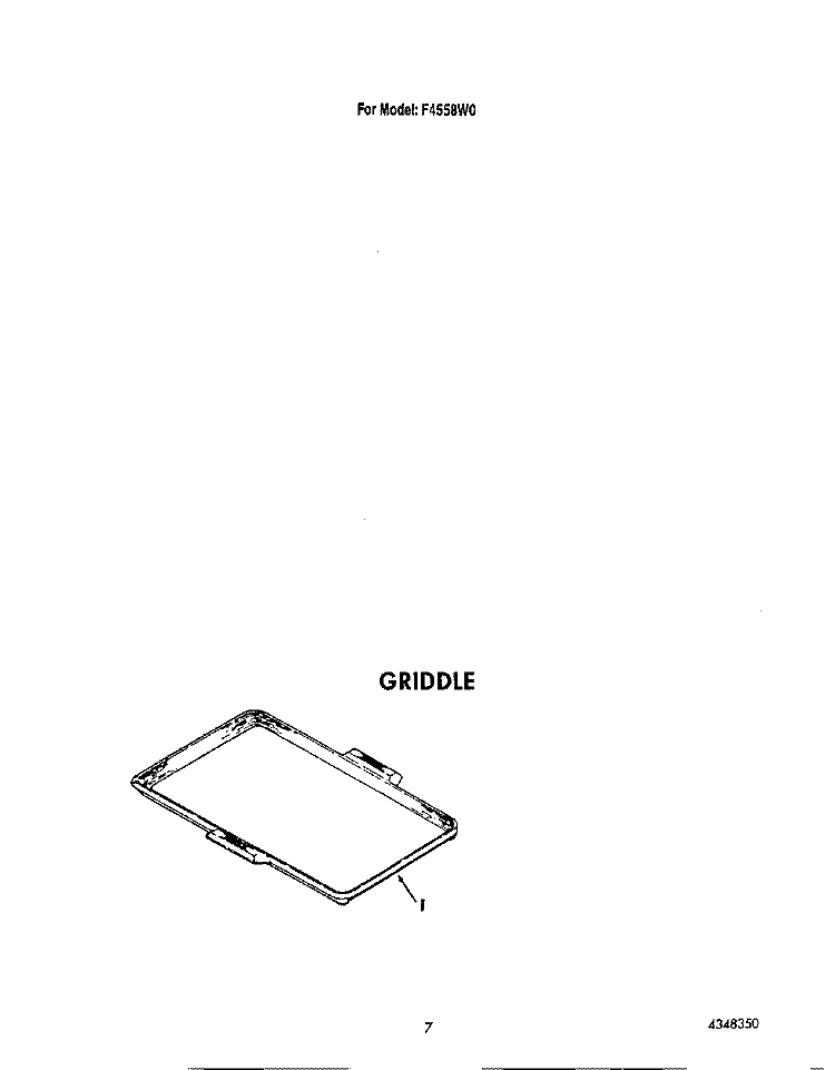 GRIDDLE Diagram and Parts List for F4558L0  Roper Range