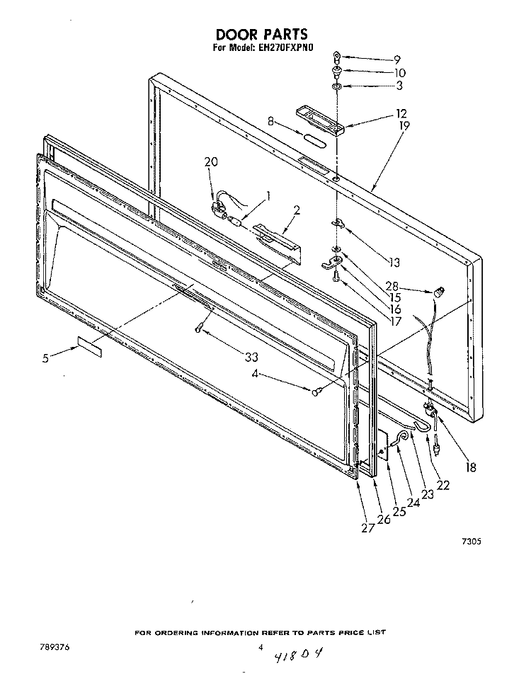 SECTION Diagram and Parts List for EH270FXPN0  Whirlpool Freezer