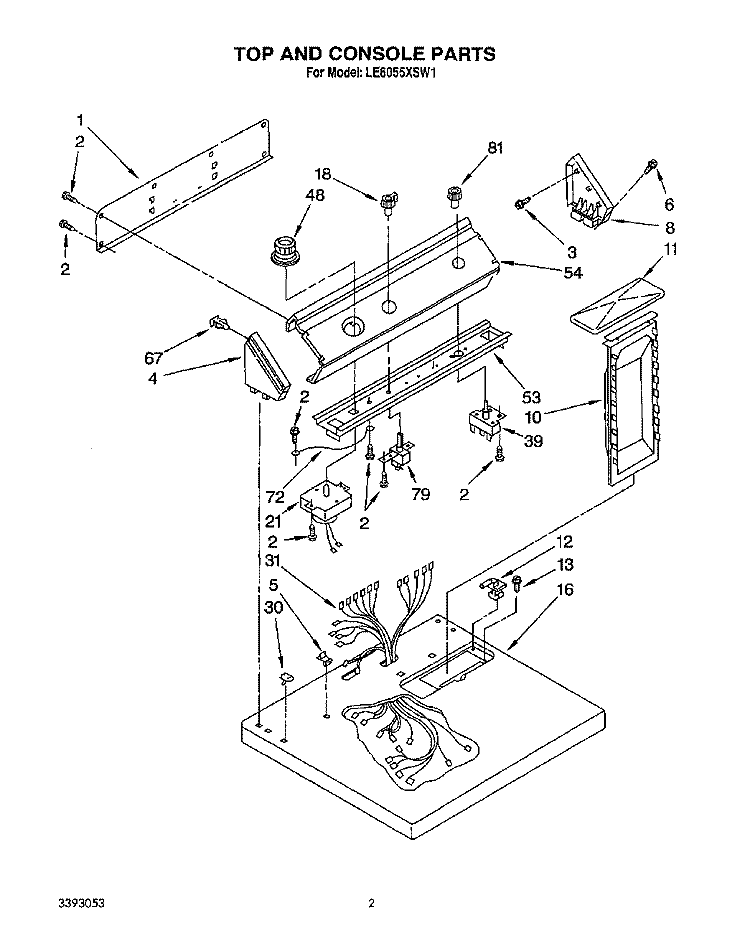 SECTION Diagram and Parts List for LE6055XSW1  Whirlpool Dryer