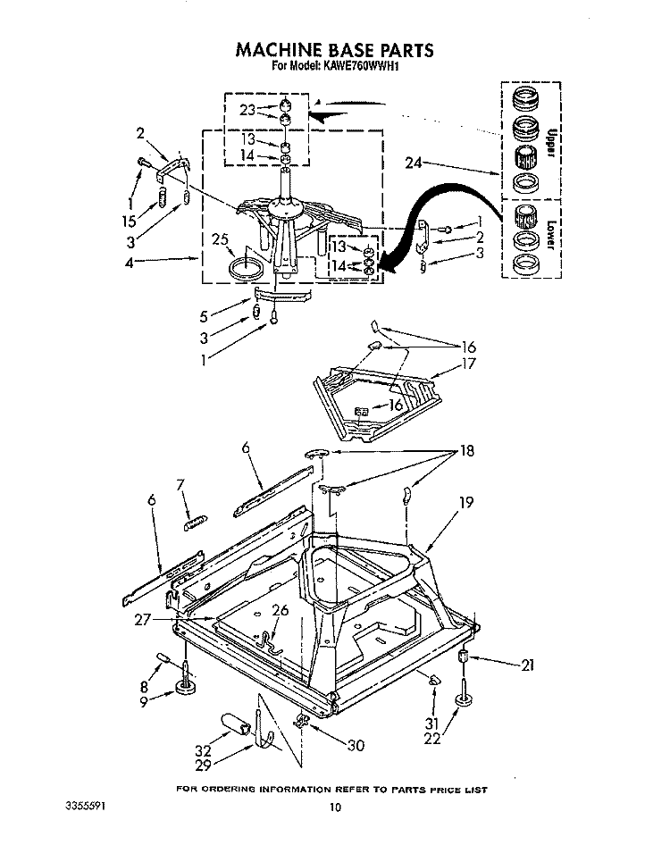 MACHINE BASE Diagram and Parts List for KAWE760WAL1  KitchenAid Washer