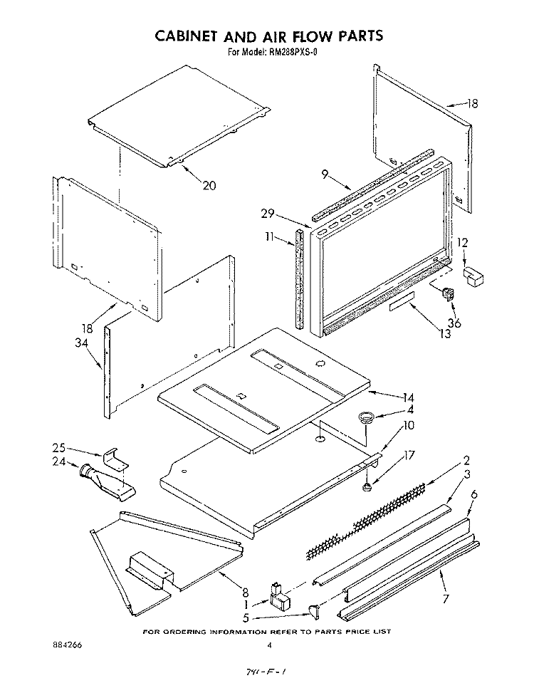 CABINET AND AIRFLOW Diagram and Parts List for RM288PXS0  Whirlpool Microwave Oven Combo