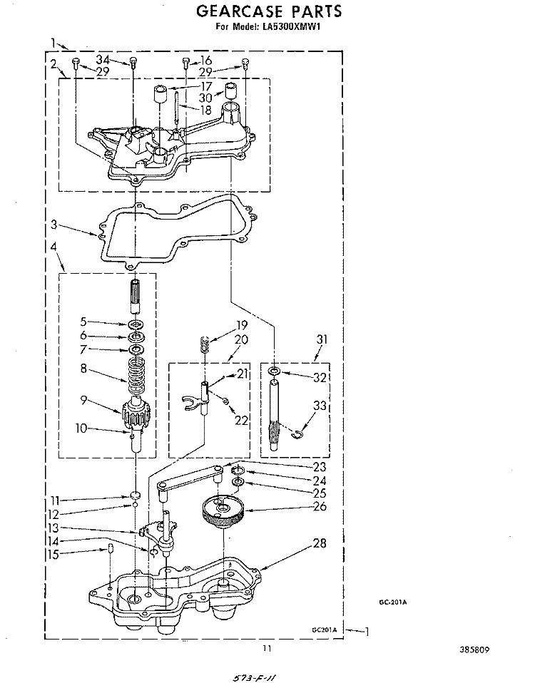 BASKET DRIVE AND BRAKE Diagram and Parts List for LA5300XMW1  Whirlpool Washer