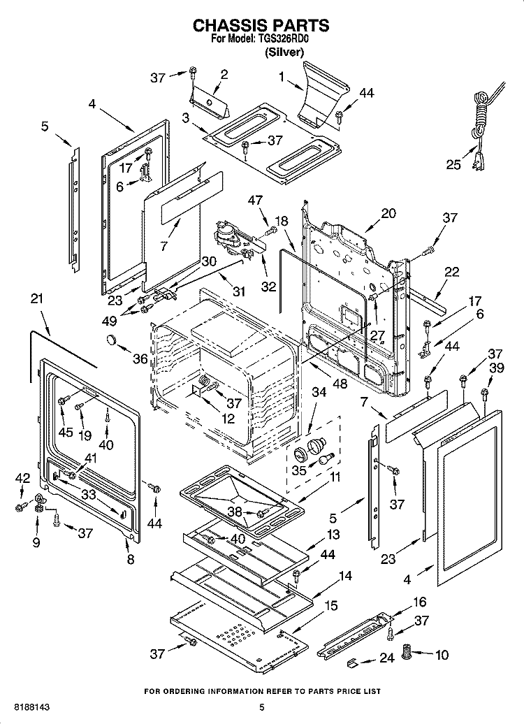 CHASSIS PARTS Diagram and Parts List for TGS326RD0  Estate Range
