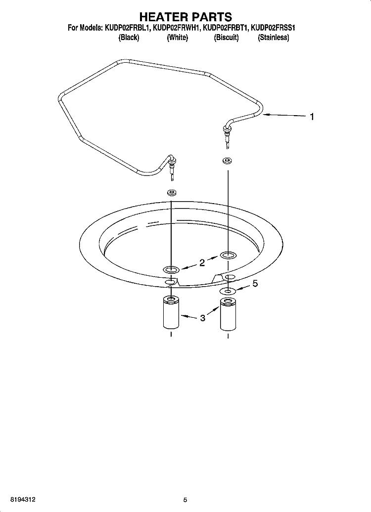 HEATER PARTS Diagram and Parts List for KUDP02FRWH1  KitchenAid Dishwasher