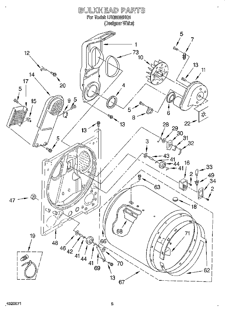 SECTION Diagram and Parts List for LEQ8000HQ1  Whirlpool Dryer