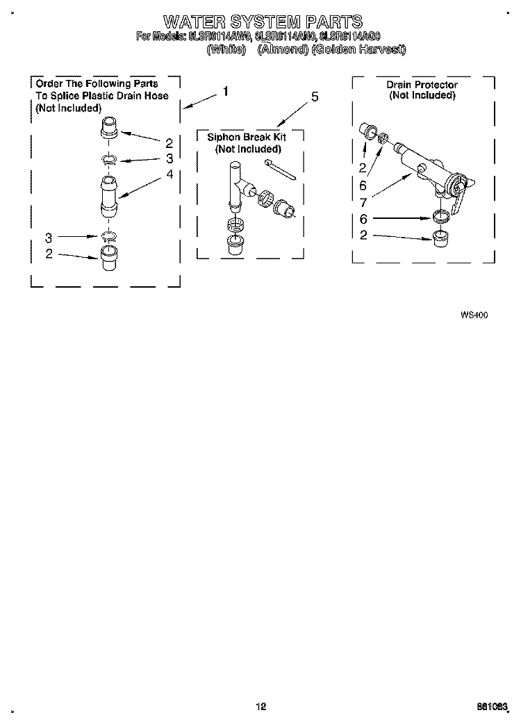 WATER SYSTEM Diagram and Parts List for 8LSR6114AN0  Whirlpool Washer