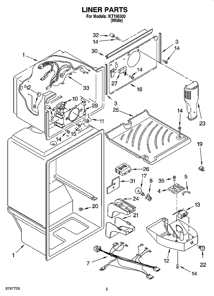 LINER PARTS Diagram and Parts List for IKT195300  Inglis Refrigerator