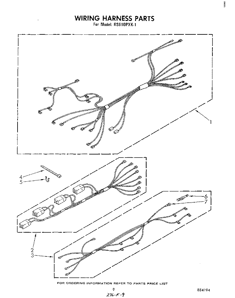 WIRE HARNESS Diagram and Parts List for RS610PXK1  Whirlpool Range