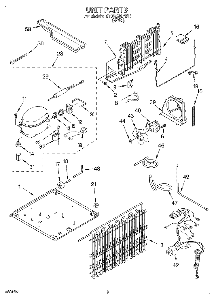UNIT, LIT/OPTIONAL Diagram and Parts List for RT18ECRFW01  Roper Refrigerator
