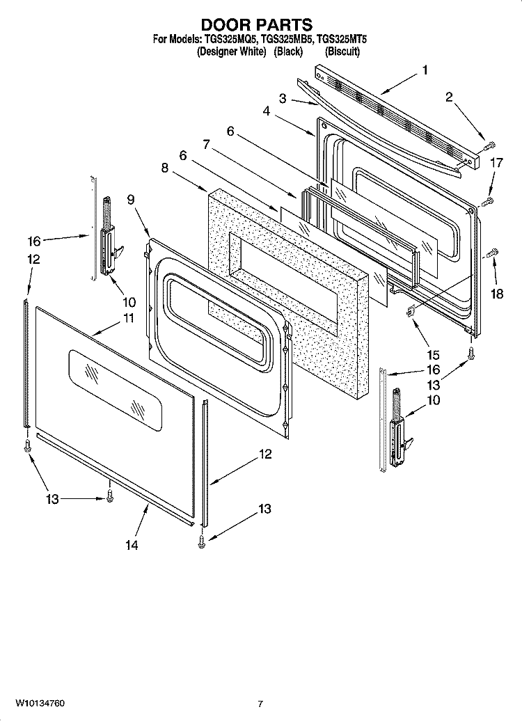 DOOR PARTS Diagram and Parts List for TGS325MT5  Estate Range