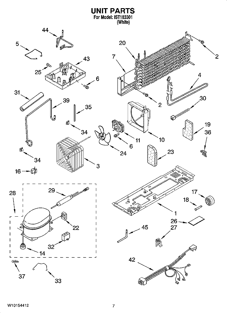 UNIT PARTS Diagram and Parts List for IST183301  Inglis Refrigerator