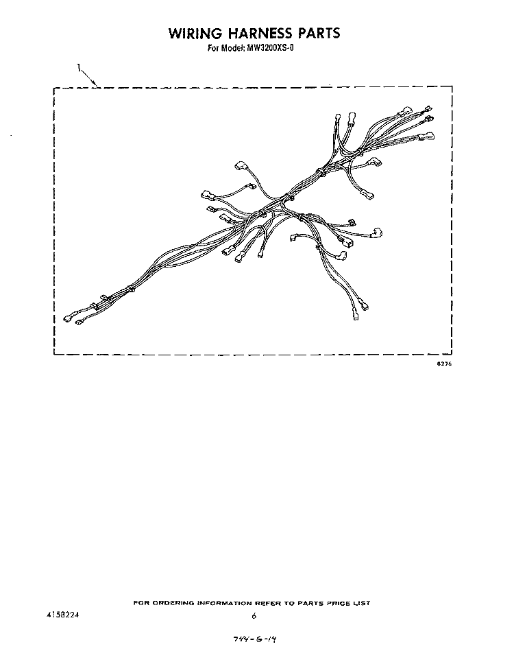 WIRING HARNESS , LIT/OPTIONAL Diagram and Parts List for MW3200XS0  Whirlpool Microwave
