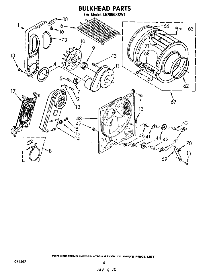 SECTION Diagram and Parts List for LE7800XKW1  Whirlpool Dryer