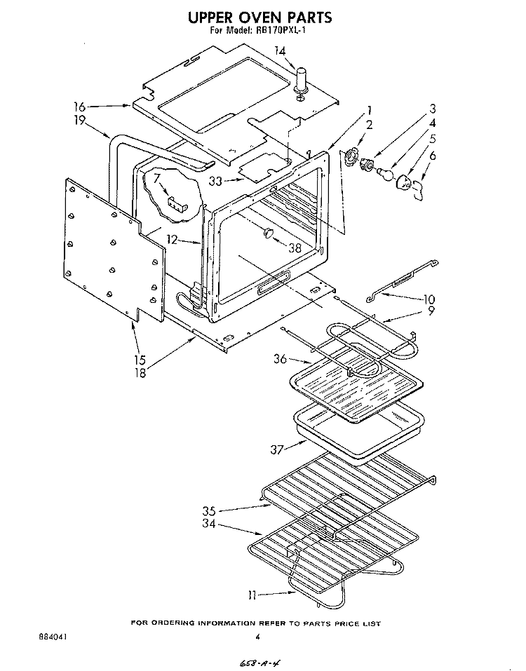 UPPER OVEN Diagram and Parts List for RB170PXL1  Whirlpool Wall Oven