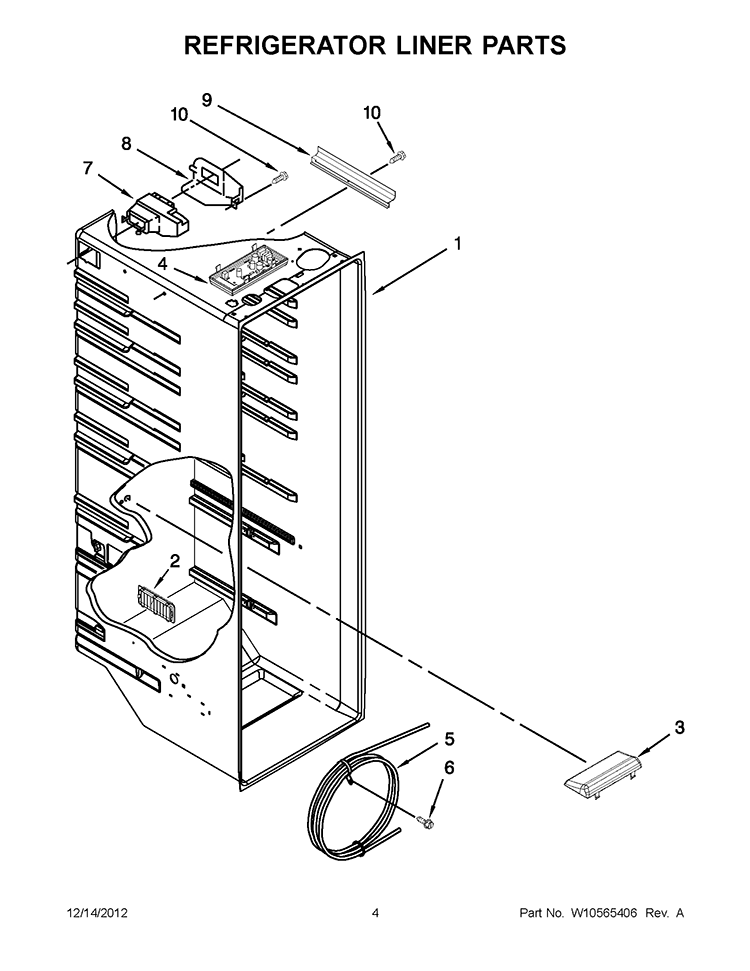 REFRIGERATOR LINER PARTS Diagram and Parts List for ISF25D2XBM00  Whirlpool Refrigerator