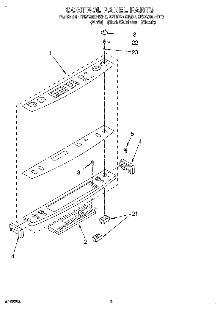 CONTROL PANEL, OPTIONAL Diagram and Parts List for KERC600HBT0  KitchenAid Range