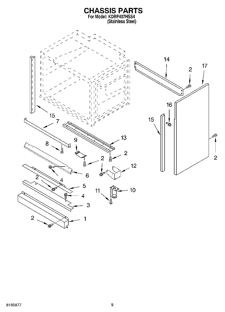 CHASSIS Diagram and Parts List for KDRP407HSS4  KitchenAid Range