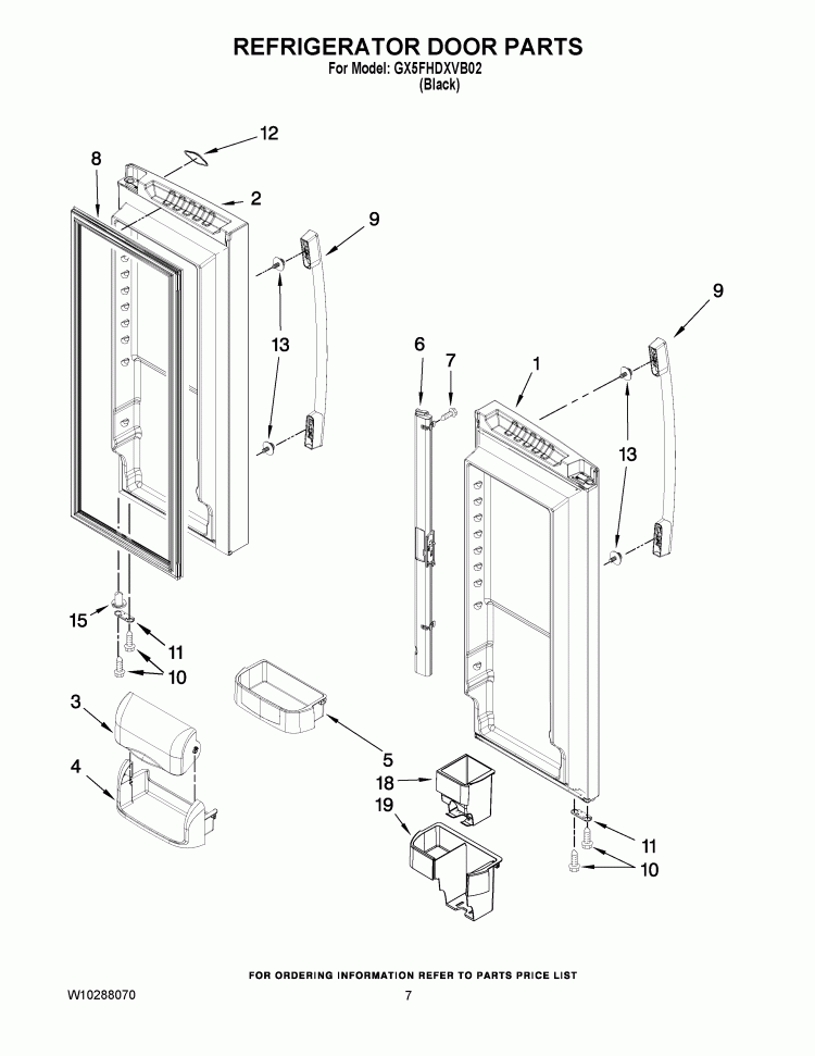 REFRIGERATOR DOOR PARTS Diagram and Parts List for GX5FHDXVB02  Whirlpool Refrigerator