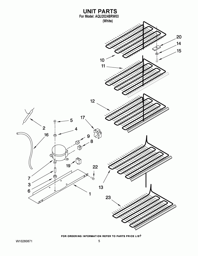 UNIT PARTS Diagram and Parts List for AQU2024BRW03  Amana Freezer