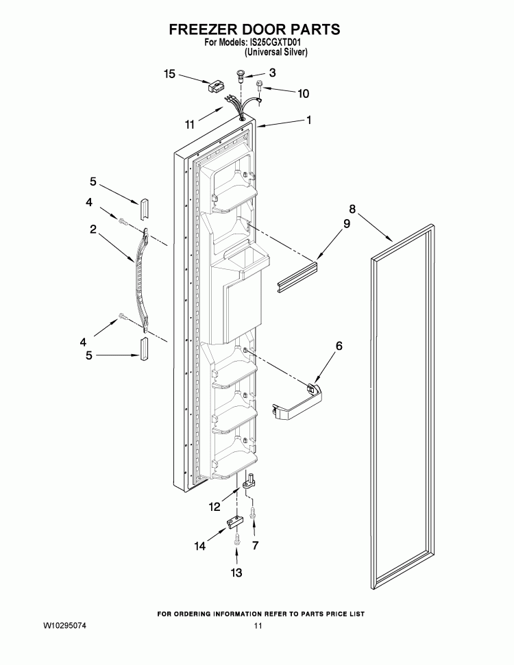 FREEZER DOOR PARTS Diagram and Parts List for IS25CGXTD01  Inglis Refrigerator