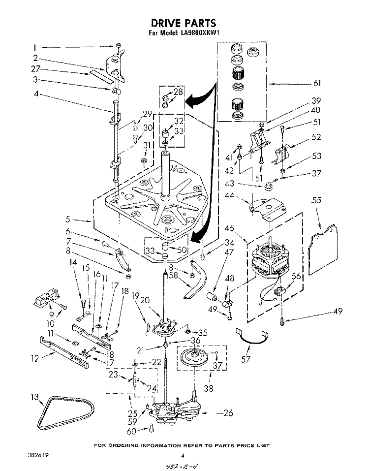 DRIVE Diagram and Parts List for LA9800XKW1  Whirlpool Washer