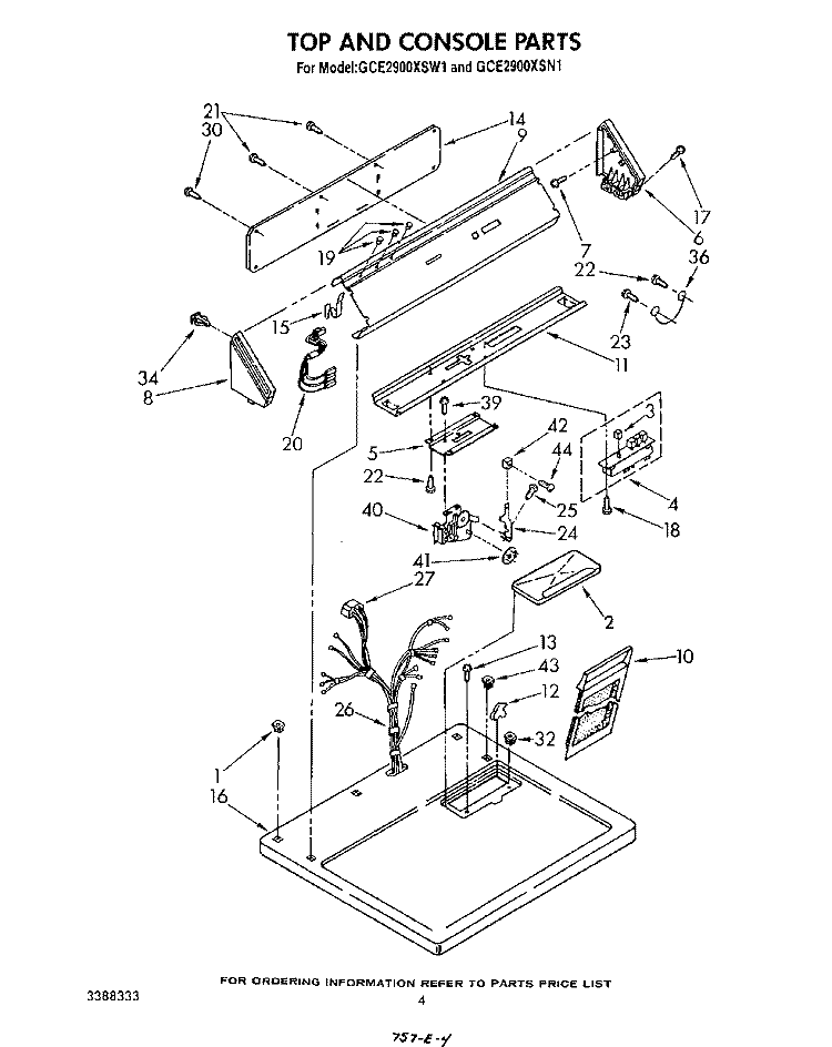 SECTION Diagram and Parts List for GCE2900XSN1  Whirlpool Dryer