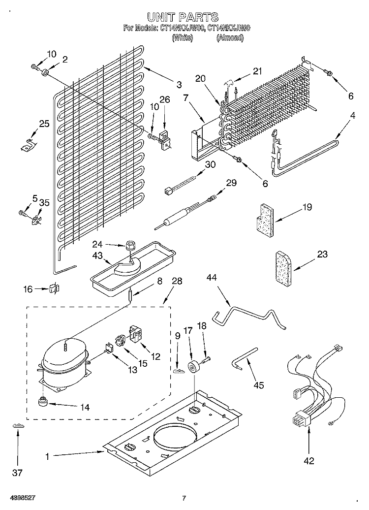 UNIT Diagram and Parts List for CT14NKXJW00  Crosley Refrigerator