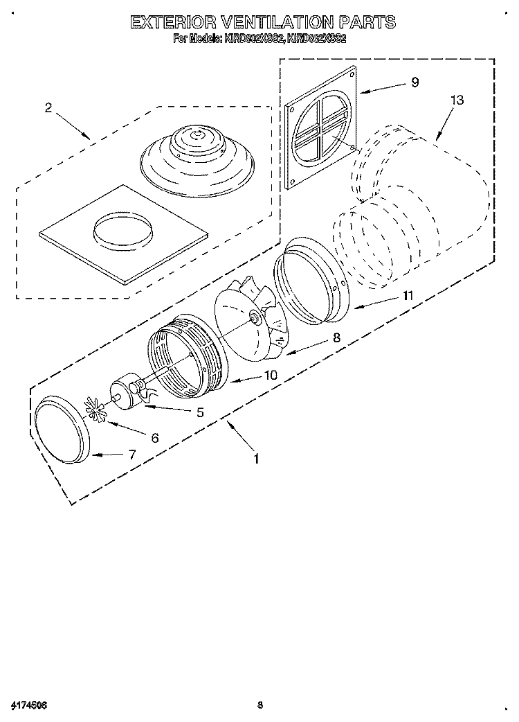 SECTION Diagram and Parts List for KIRD802XSS2  KitchenAid Range Hood