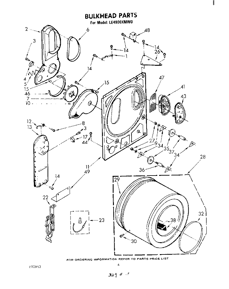 SECTION Diagram and Parts List for LE4900XMW0  Whirlpool Dryer