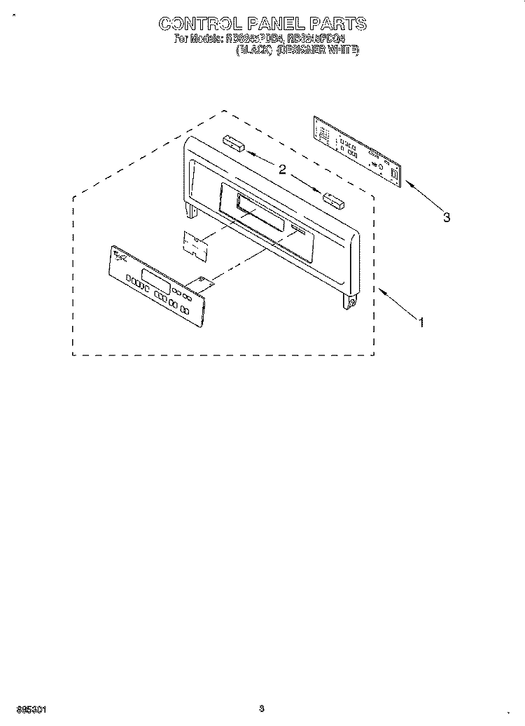 CONTROL PANEL, LITERATURE Diagram and Parts List for RBS245PDB4  Whirlpool Wall Oven