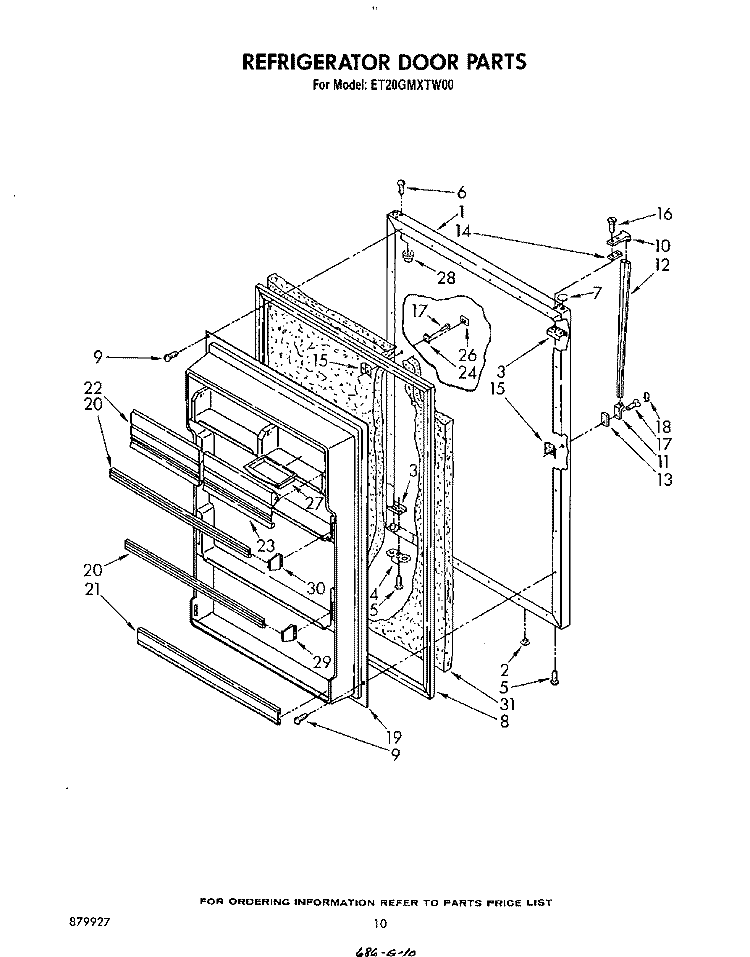 REFRIGERATOR DOOR Diagram and Parts List for ET20GMXTF00  Whirlpool Refrigerator