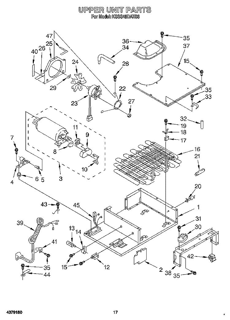 UPPER UNIT Diagram and Parts List for KSSS48DAX03  KitchenAid Refrigerator
