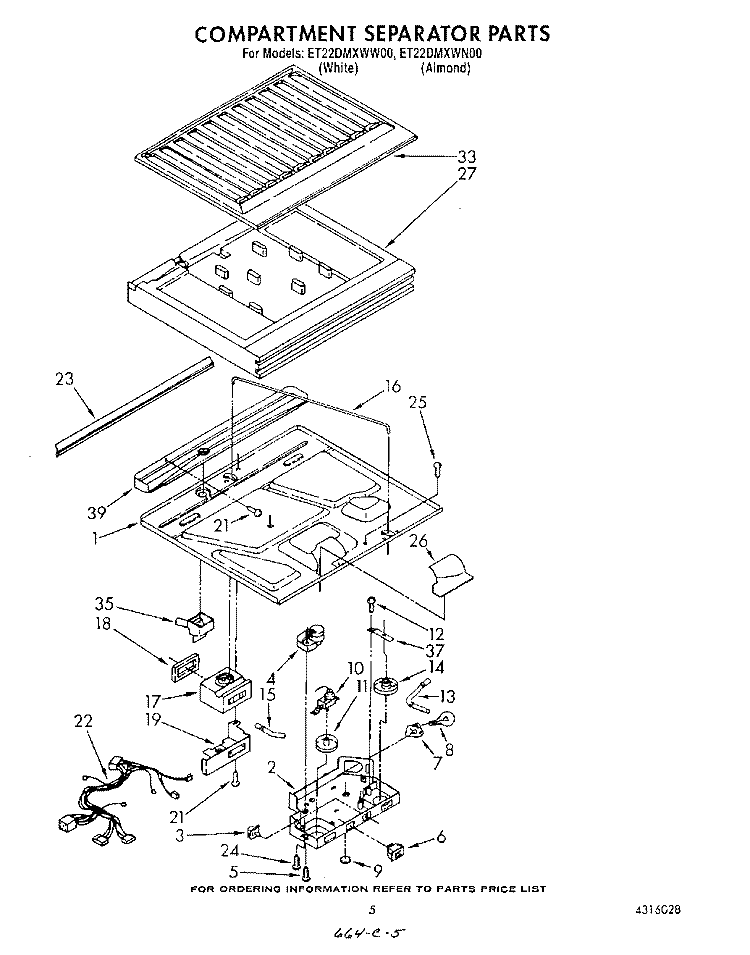 COMPARTMENT SEPARATOR Diagram and Parts List for ET22DMXWN00  Whirlpool Refrigerator