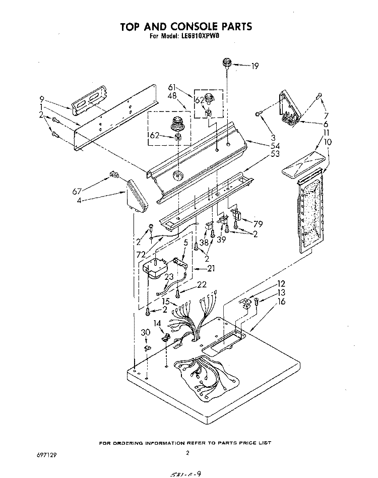SECTION Diagram and Parts List for LE6810XPW0  Whirlpool Dryer