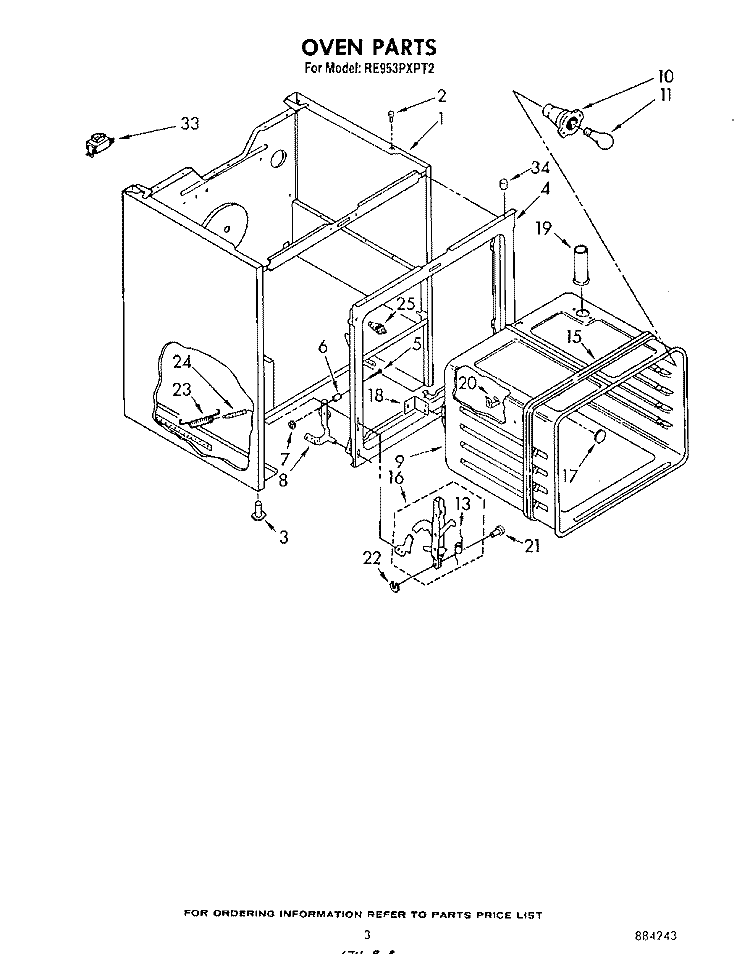 OVEN Diagram and Parts List for RE953PXPT2  Whirlpool Range