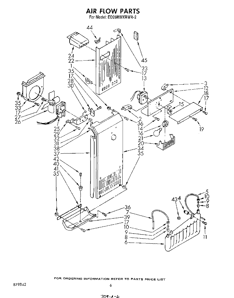 AIRFLOW Diagram and Parts List for ED26MMXRWR2  Whirlpool Refrigerator